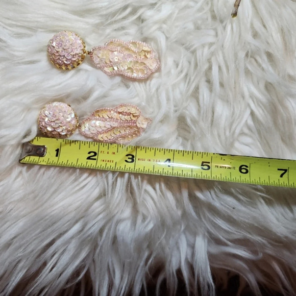 Vintage Pink sequin 80s earrings‎ - Picture 3 of 4
